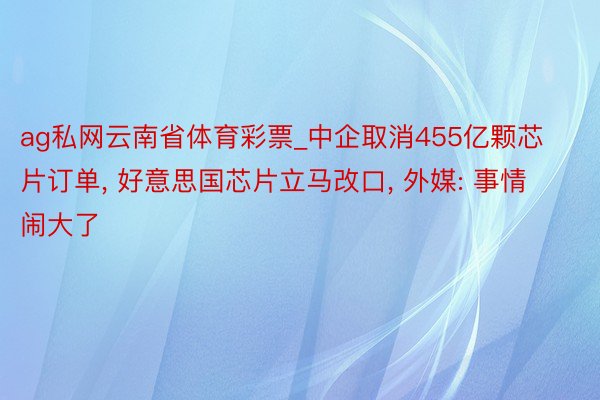 ag私网云南省体育彩票_中企取消455亿颗芯片订单, 好意思国芯片立马改口, 外媒: 事情闹大了