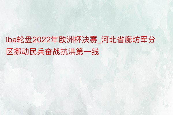 iba轮盘2022年欧洲杯决赛_河北省廊坊军分区挪动民兵奋战抗洪第一线