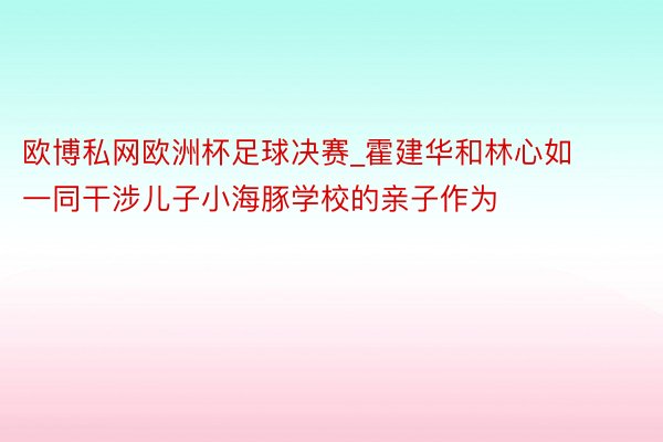 欧博私网欧洲杯足球决赛_霍建华和林心如一同干涉儿子小海豚学校的亲子作为