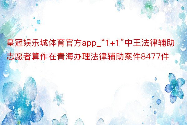 皇冠娱乐城体育官方app_“1+1”中王法律辅助志愿者算作在青海办理法律辅助案件8477件